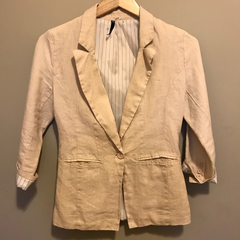 Tan Linen Blazer
